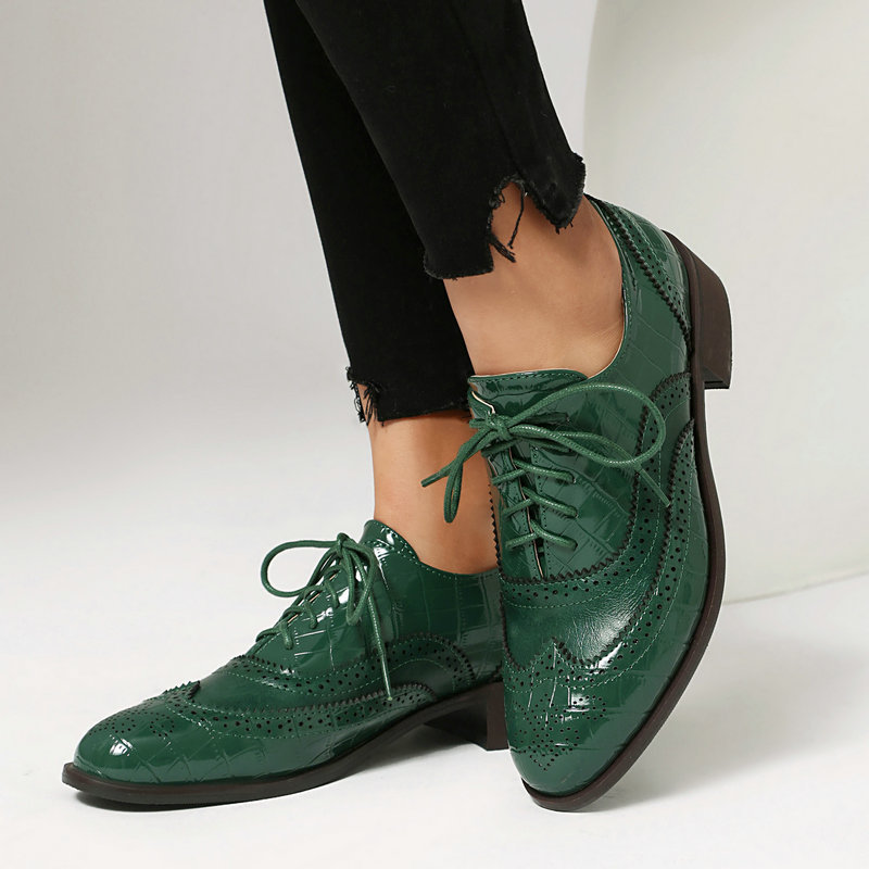 Oxford Lace Up Women - أحذية أكسفورد نسائية بنقشة حجرية، من